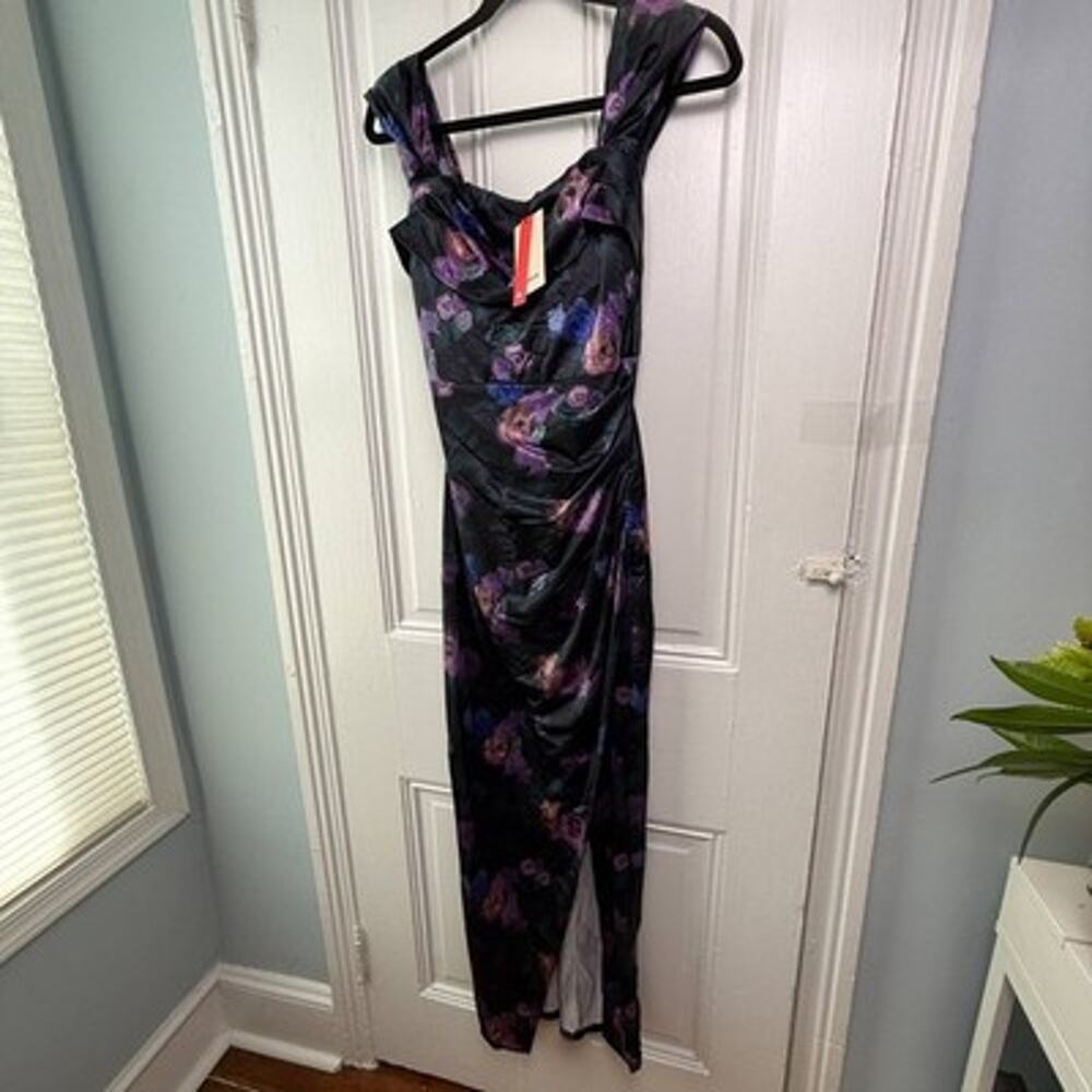 Popilush Maxi Dress Womens Medium Purple Floral Cocktail Built-in Support NWT